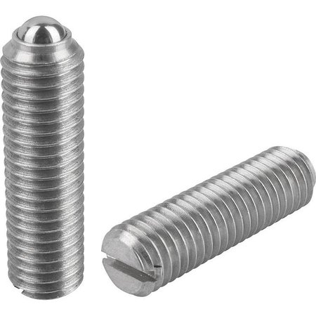 KIPP Spring Plunger Spring Force, Long Vers D=M16 L=45, Stainless Steel, Comp:Ball Stainless Steel, Pu=5 K0310.416